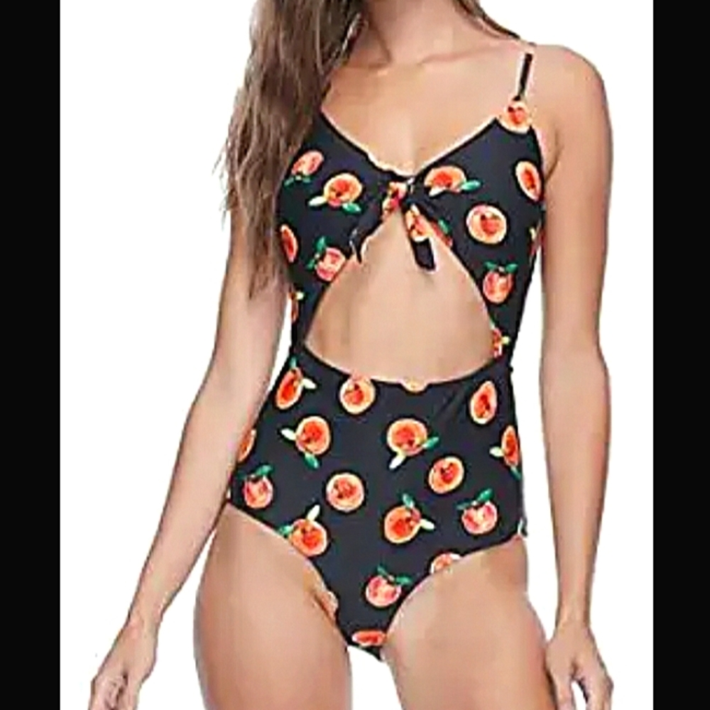 NWT*XL* EIDON gorgeous Peach Print High waist Surf Monokini*